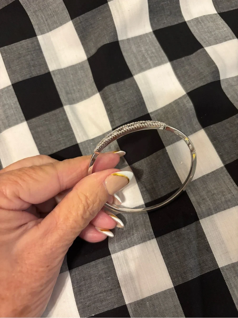 Silver Crystal Accent Women's Bangle Bracelet